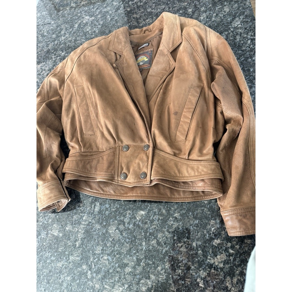 Wilsons Adventure Bound Leather Bomber Jacket Tan Brown Thinsulate Vintage M